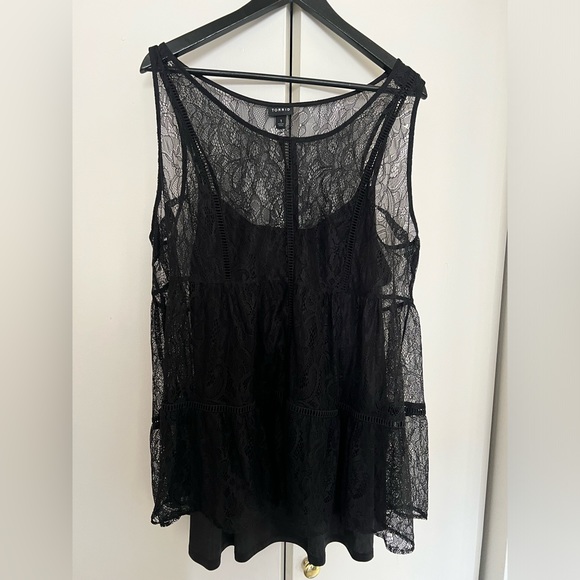 TORRID Babydoll lace tiered black tunic tank size 1 - Picture 4 of 8